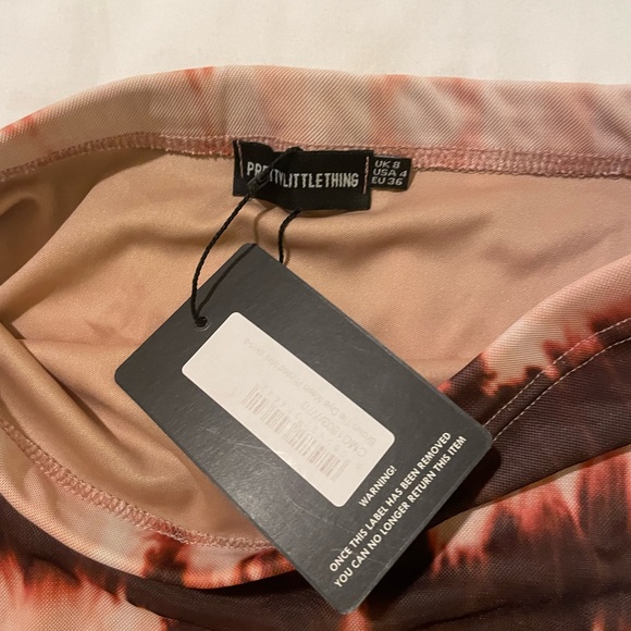 Brown tie dye mesh printed skirt - Picture 2 of 3